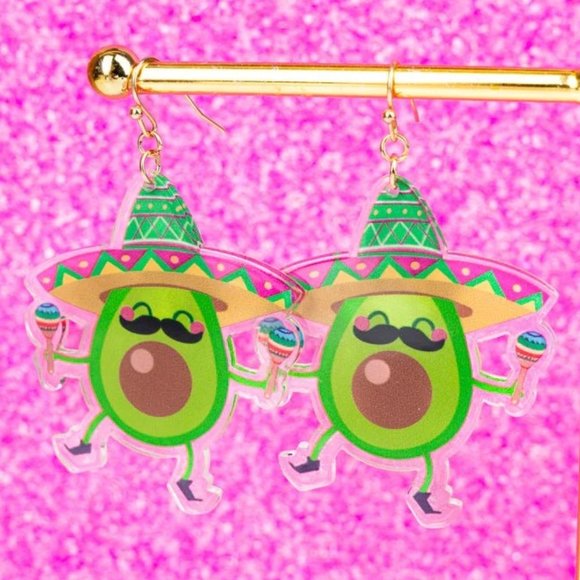NWT BOUTIQUE  LET'S FIESTA AVOCADO ACRYLIC EARRINGS - Picture 1 of 1